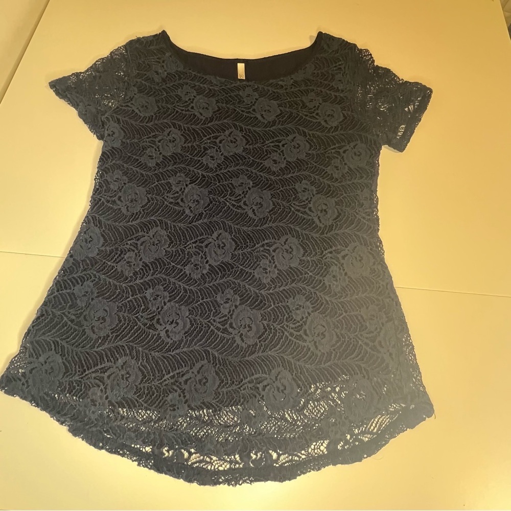 Leo & Nicole Navy Lace Blouse